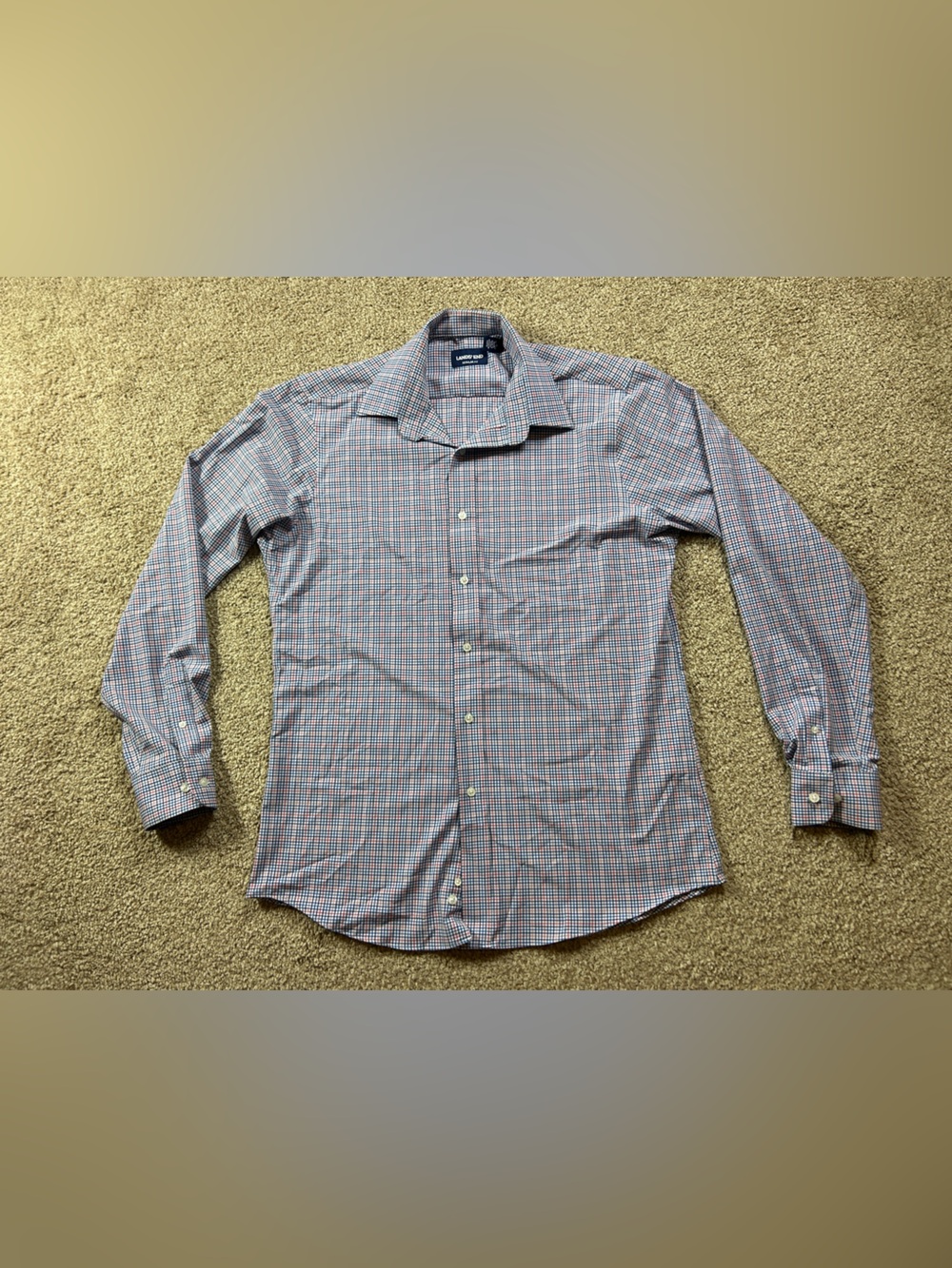 Lands’ End Men’s Regular Fit Check Plaid Button-Down Shirt Size Medium 34/35